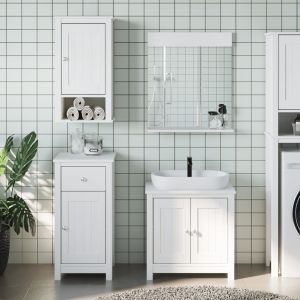 Juego de muebles de baño berg 3 pzas madera maciza pino blanco(sin lavabo)