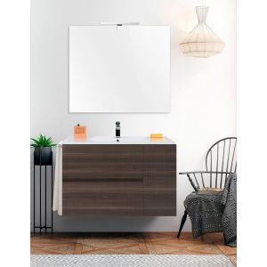Mueble de baño itaca con lavabo y espejo 80x45cm fresno tea