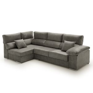 Sofa chaise longue rinconera reclinable cosima gris oscuro izquierda