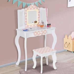 Tocador infantil roza LED blanco rosa - 60 cm