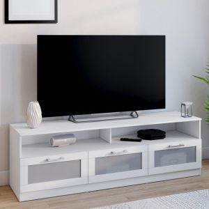 Mueble de tv blanco con puertas esmeriladas vito - 140 cm