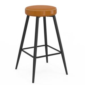 Taburetes de bar industriales marrón pu lote de 2 63 cm