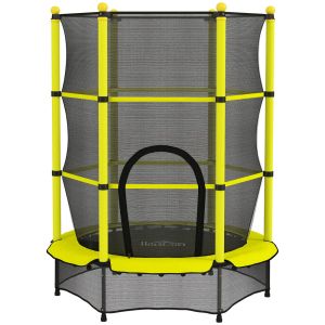 Cama elástica infantil 140x140x190 cm acero, pp color amarillo Homcom