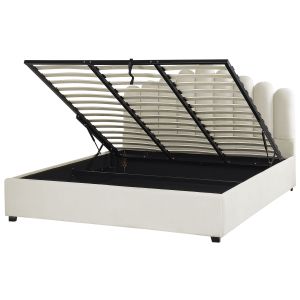 Cama con almacenaje vincennes terciopelo blanco crema 180 x 200 cm