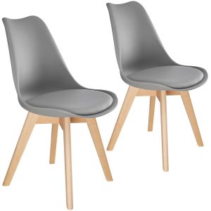 2 sillas de comedor, asiento acolchado, ergonómicas y estables, gris
