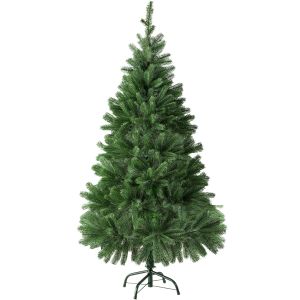 Árbol de navidad artificial con soporte metálico, 140 cm, verde