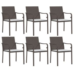 vidaXL sillas jardín y cojines 6 uds ratán sintético marrón 56x59x84cm