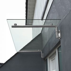 Marquesina de vidrio y soportes, 120cm anchura, 80cm profundidad