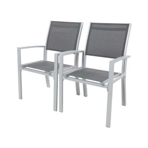 Juego de 2 sillas para jardín- textileno "tropic" - phoenix - gris oscuro