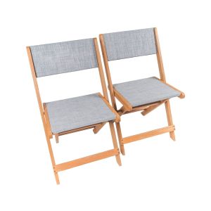 Conjunto de 2 sillas plegables en madera exótica "seoul" - maple - gris