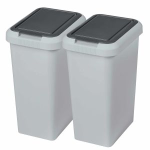 Wellhome set de 2 cubos de basura gris de 25l - touch & lift