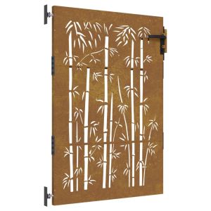vidaXL puerta de jardín acero corten diseño bambú 85x150 cm