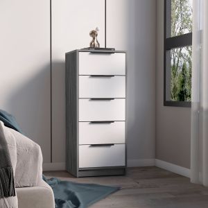 Cómoda kaia en melamina con 5 cajones de riel metalico