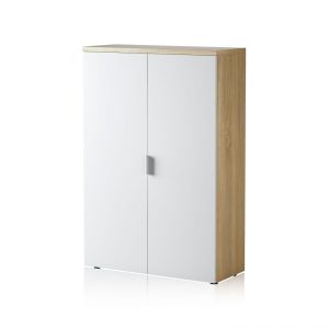 Zapatero auxiliar de 2 puertas 80x119 cm office blanco - roble