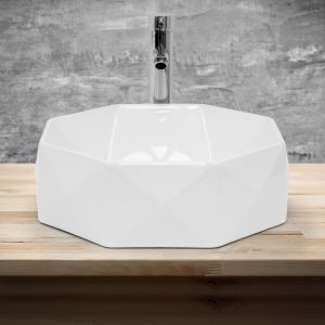 Lavabo sobre encimera, ø 42x13,5 cm blanco ml-design