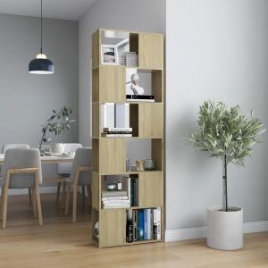 Librería separador contrachapada roble sonoma 60x24x186 cm