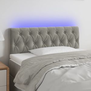 Cabecero con LED de terciopelo gris claro 100x7x78/88 cm eso8445