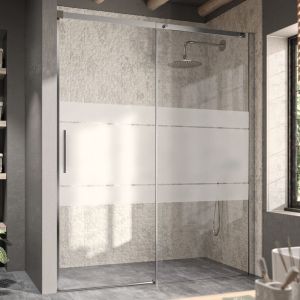 Mampara luna de ducha frontal plata brillo 124-128cm –  serigrafiado