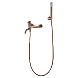 Grifería de bañera con mango de ducha monza–oro rosa –caño retráctil
