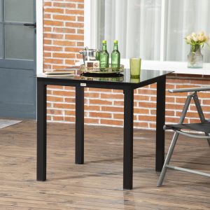 Mesa de comedor exterior para 4 personas aluminio negro 74x80x80cm