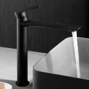 Imex - grifo monomando lavabo caño alto negro serie ural