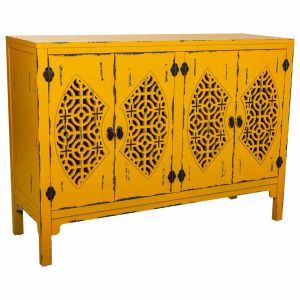 Aparador de madera amarillo 120x40x86.5 cm