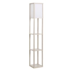 Lámpara pie con estante 26x26x160 cm mdf, acrílico color marrón Homcom