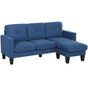 Sofá chaise longue 186x130x84 cm chenilla, acero color azul Homcom