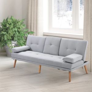 Sofá cama de 3 plazas de poliéster gris claro 181 cm