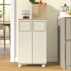Armario para residuos con ruedas blanco 80x47x35cm