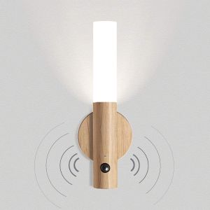 Luz nocturna LED madera con sensor sin cables usb
