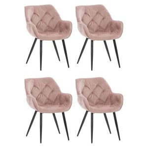 Silla retro de terciopelo rosa - lote 4