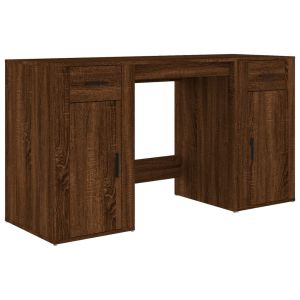 vidaXL escritorio con armario contrachapada roble marrón