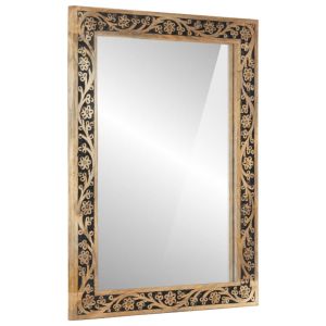 vidaXL espejo de baño madera maciza de acacia y vidrio 50x70x2,5 cm