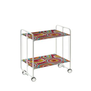 Carrito auxiliar con ruedas bauhaus armazón metálico blanco, 2 bandejas
