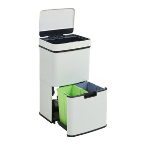 Cubo de basura automático venna con cajón 72 l acero beige  [en.casa]