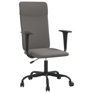 vidaXL silla de oficina altura ajustable tela gris oscuro