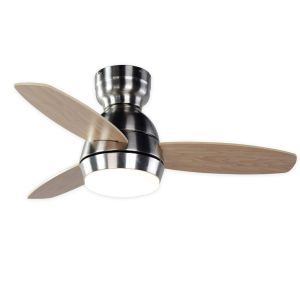 Ventilador de techo kekai mistral dc 92x34 cm 55w plata con aspas de madera
