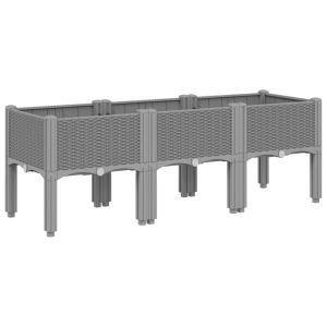 vidaXL jardinera con patas pp gris claro 120x40x42 cm