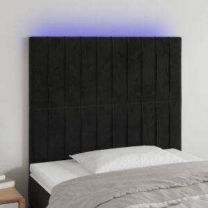Cabecero con luces LED terciopelo negro 90x5x118/128 cm eso9800