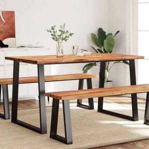 Mesa de comedor con borde vivo madera maciza acacia 140x80x75cm oif688159