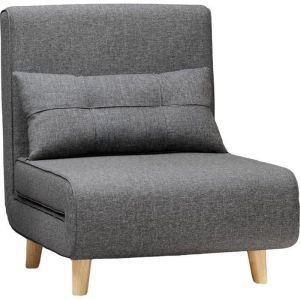Sillón convertible plegable - lino gris - 80 x 180 cm