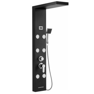 Panel de ducha hidromasaje - auralum - negro - pantalla lcd - acero inoxida