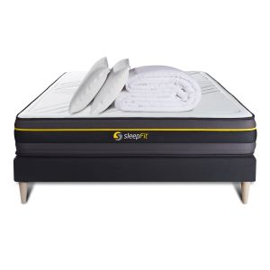 Pack cama completa - colchón 200x200cm + somier con láminas (kit) + 2 almoh
