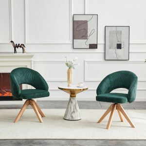 Sillas de comedor giratorias de terciopelo verde oscuro set de 2