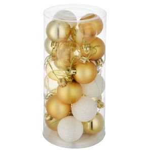 Conjunto de 24 bolas de navidad doradas/blancas