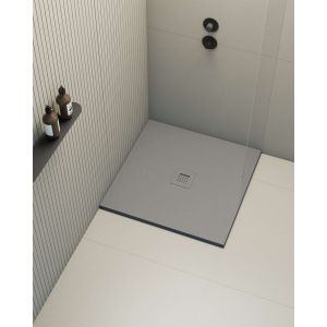 Plato de ducha poalgi - 80x80 cm - gris - extraplano, antideslizante