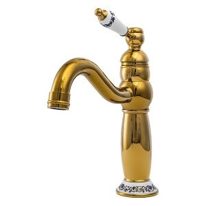Grifo lavabo monomando retro, dorado