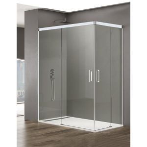Mampara de ducha angular basic 1+1 100x80 cm transparente - combi