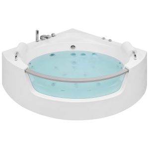 Bañera de hidromasaje LED esquinera mangle 187 x 136 cm blanco